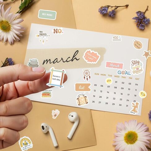 Monthly Calendar Stickers for Planners, Boho Affirmation Planner Stickers, 4 Sheets Aesthetic Designs for Calendars, Journals and Scrapbooks, Holiday Gift for Adults or Decor Daily Tasks in Saudi Arabia