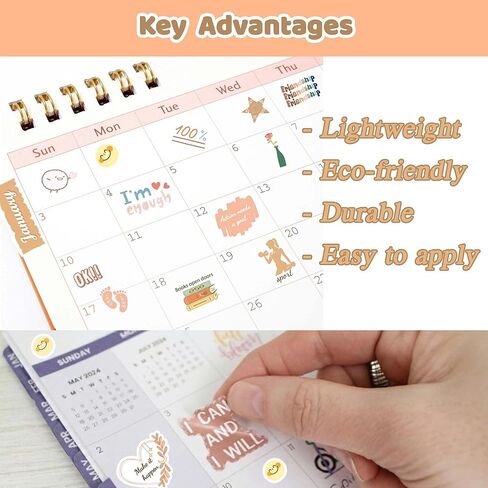 Monthly Calendar Stickers for Planners, Boho Affirmation Planner Stickers, 4 Sheets Aesthetic Designs for Calendars, Journals and Scrapbooks, Holiday Gift for Adults or Decor Daily Tasks in Saudi Arabia