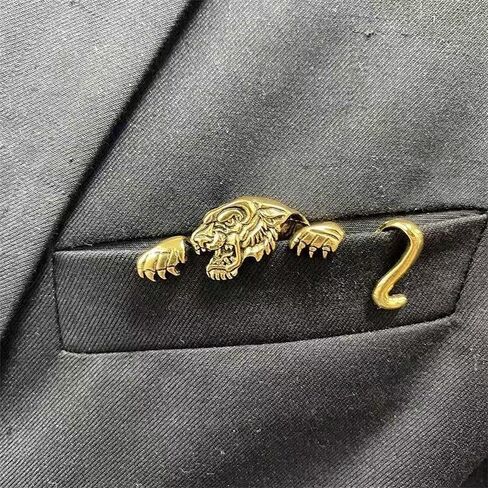 Suit Lapel Pin for Men Vintage Lapel Pin Vintage Crocodile Tiger Shaped Engraved Pins in Saudi Arabia