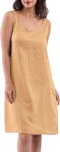 Amazhiyu Women's 100% Linen Sleeveless Midi Tank Dresses with Pockets Summer in Saudi Arabia
