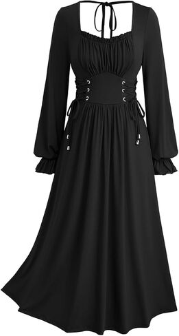 ROSE GAL Plus Size Womens Renaissance Medieval Fairy Square Neck Flowy Cottagecore Corset Peasant Costume Dress in Saudi Arabia