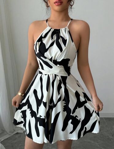 Women's Short Suspender Slim Dress Summer Elegant Retro Style Sleeveless Spaghetti Strap Tight Dress in Saudi Arabia