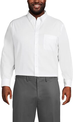 قميص فستان Lands' End الرجالي ذو المقاس التقليدي والصلب ولا يحتوي على حديد وياقة Supima الأمريكية التي تنمو بأزرار سفلية in Kuwait