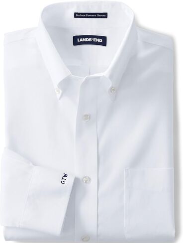 قميص فستان Lands' End الرجالي ذو المقاس التقليدي والصلب ولا يحتوي على حديد وياقة Supima الأمريكية التي تنمو بأزرار سفلية in Kuwait