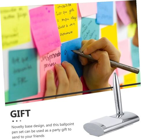 Delicate Ballpoint Pen with Base, Counter Signing Pen for Office and Business Use, Metal Rectangular Desktop Writing Instrument for Hotel and Desk Signing in Saudi Arabia