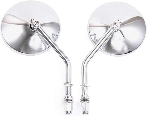 مرآة الرؤية الخلفية للدراجة النارية، مرآة جانبية كلاسيكية بمقود دائري من الكروم مقاس 4 بوصة مع براغي 8 مم 10 مم وأعمدة معدنية لدراجة ATV Scooter Dirt Bike Cruiser، فضي in Kuwait