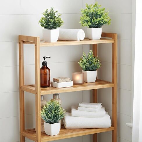 CEWOR Fake Plants 4 Packs Small Artificial Greenery Mini White Potted Plants Bathroom Accessories Decorations for Desk Bathroom Office Home Room Kitchen Table Indoor in Kuwait