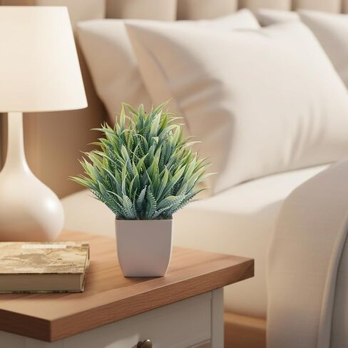 CEWOR Fake Plants 4 Packs Small Artificial Greenery Mini White Potted Plants Bathroom Accessories Decorations for Desk Bathroom Office Home Room Kitchen Table Indoor in Kuwait
