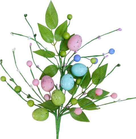 Winlyn 4 Pcs Easter Egg Picks Artificial Speckled Egg and Berry Stems Decorative Easter Picks and Sprays 15.8" Tall for Home Easter Spring Floral Arrangements Seasonal Wreath Tree Table Centerpiece in Saudi Arabia