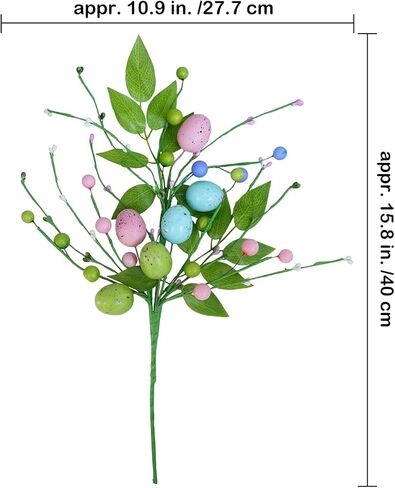 Winlyn 4 Pcs Easter Egg Picks Artificial Speckled Egg and Berry Stems Decorative Easter Picks and Sprays 15.8" Tall for Home Easter Spring Floral Arrangements Seasonal Wreath Tree Table Centerpiece in Saudi Arabia