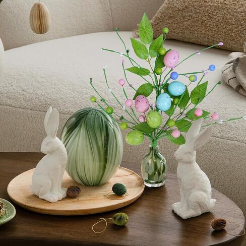 Winlyn 4 Pcs Easter Egg Picks Artificial Speckled Egg and Berry Stems Decorative Easter Picks and Sprays 15.8" Tall for Home Easter Spring Floral Arrangements Seasonal Wreath Tree Table Centerpiece in Saudi Arabia
