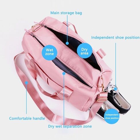 19.7x9.8in Nylon Duffle Bag – Gym Bag with Separate Shoe Compartment for Sports & Travel, Detachable Shoulder Strap(Black) in Saudi Arabia