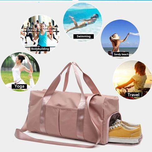 19.7x9.8in Nylon Duffle Bag – Gym Bag with Separate Shoe Compartment for Sports & Travel, Detachable Shoulder Strap(Black) in Saudi Arabia