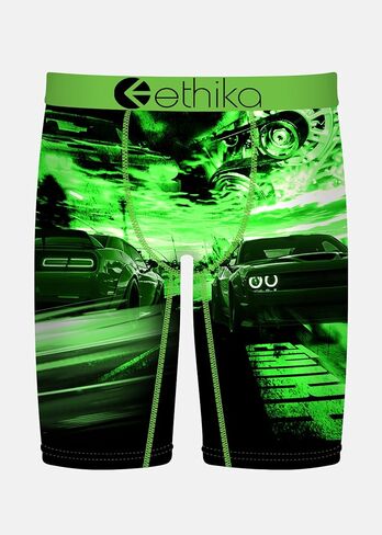 ملابس داخلية بوكسر للرجال من Ethika، طول الركبة، ملابس داخلية قابلة للتمدد في 4 اتجاهات مع مطبوعات جرافيك - الخروج in Saudi Arabia
