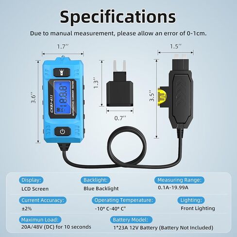 Automotive Circuit Fault Probe Tester, 48V 20A Portable High-Precision Car Circuit Probe Tester Current Fault Probe for Blade Fuses, Fuse Fault Diagnosis for Cars, Trucks, SUVs in Kuwait
