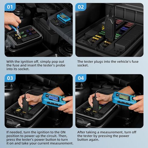 Automotive Circuit Fault Probe Tester, 48V 20A Portable High-Precision Car Circuit Probe Tester Current Fault Probe for Blade Fuses, Fuse Fault Diagnosis for Cars, Trucks, SUVs in Kuwait