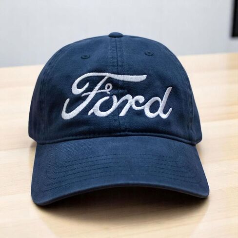 Ford Large Script Dad Hat - Navy Heavy Twill Baseball Cap with Buckle - Officially Licensed Ford Merchandise in Saudi Arabia