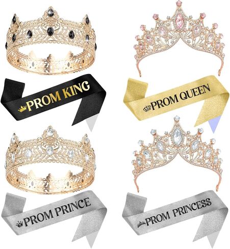 مجموعة تاج الملك والملكة للحفلات الراقصة مع أوشاح وإكسسوارات تنكرية للحفلات للنساء والرجال in Kuwait