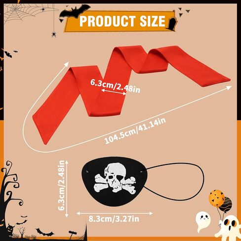 12 PCS Pirate Accessories for Men Women Pirate Bandana Headband Eye Patch Costume Party Favors Supplies for Halloween Night in Saudi Arabia