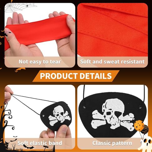 12 PCS Pirate Accessories for Men Women Pirate Bandana Headband Eye Patch Costume Party Favors Supplies for Halloween Night in Saudi Arabia