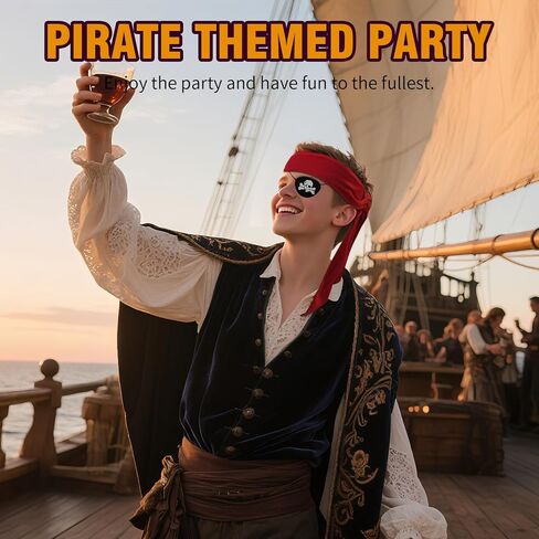 12 PCS Pirate Accessories for Men Women Pirate Bandana Headband Eye Patch Costume Party Favors Supplies for Halloween Night in Saudi Arabia