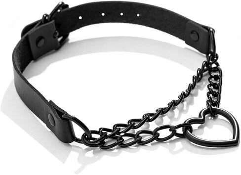 قلادة على شكل قلب للنساء، طوق على شكل قوطي أسود وحزام سلسلة للجسم مجوهرات لتصوير الهالوين البانك روك بالإضافة إلى الحجم (15.5-18.5 بوصة) in Kuwait