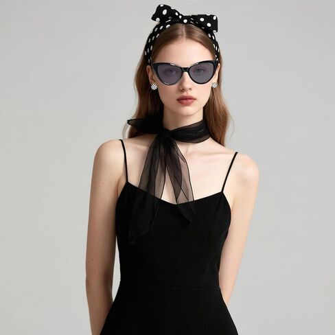 7 Pcs 50's Women Costume Accessories Set Glasses Scarf Bandana Headband Earrings Bracelet for Girls Party Halloween in Saudi Arabia