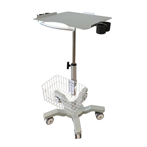 عربة الموجات فوق الصوتية المتنقلة ذات الارتفاع القابل للتعديل مع حاملات المسبار وسلة سلكية وعجلات قابلة للقفل - عربة المرافق الطبية لأجهزة الموجات فوق الصوتية على طراز الكمبيوتر المحمول in Kuwait