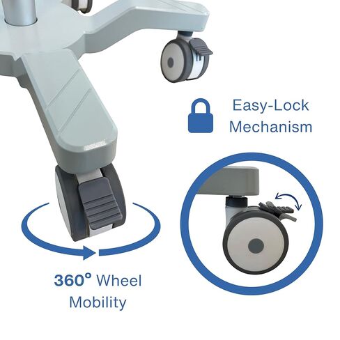عربة الموجات فوق الصوتية المتنقلة ذات الارتفاع القابل للتعديل مع حاملات المسبار وسلة سلكية وعجلات قابلة للقفل - عربة المرافق الطبية لأجهزة الموجات فوق الصوتية على طراز الكمبيوتر المحمول in Kuwait