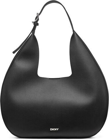 DKNY Women's Camila Large Hobo Bag, Black/Silver, One Size in Saudi Arabia