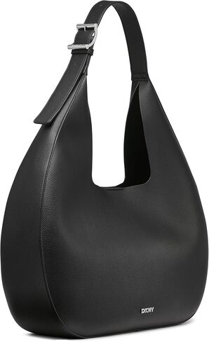 DKNY Women's Camila Large Hobo Bag, Black/Silver, One Size in Saudi Arabia