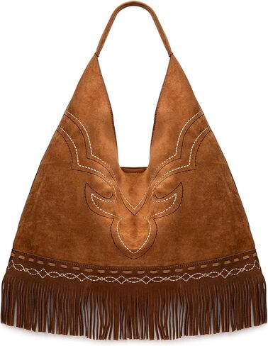 Montana West Fringe Large Hobo Bags for Women Western Oversize Suede Shoulder Purses Ladies Top Handle Handbag in Saudi Arabia
