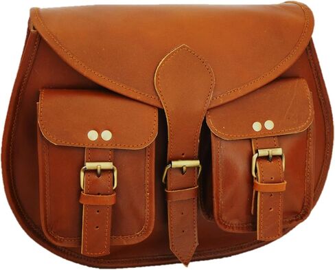 حقائب كروس جلدية مقاس 13 بوصة للنساء بتصميم عتيق ومحفظة كتف للسيدات مصنوعة يدويًا باللون البني للسفر in Kuwait