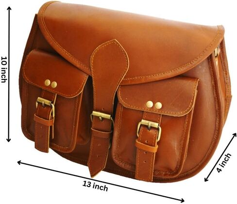 حقائب كروس جلدية مقاس 13 بوصة للنساء بتصميم عتيق ومحفظة كتف للسيدات مصنوعة يدويًا باللون البني للسفر in Kuwait