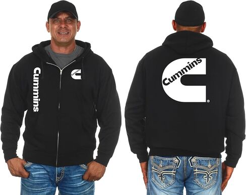 JH DESIGN GROUP Men's Cummins Diesel Hoodie Full Zip Up Black Hooded Sweatshirt in Saudi Arabia