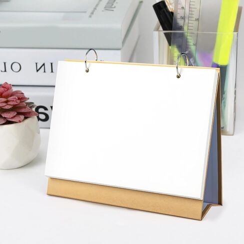 DIY Blank Desk Calendar, 30 Sheets Sketch Paper Calendar (8.3x3x6.7 inches) - Refillable Desktop Calendar with Ring Binder for Drawing, Planning, Photo Display, and Note Taking in Kuwait