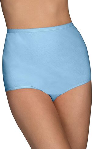 Vanity Fair Women's High Waisted Underwear, Full Coverage Ladies Panties, Perfectly Yours Briefs, Cotton - Shirting Blue/Star White/Carless Lilac, 6 in Saudi Arabia