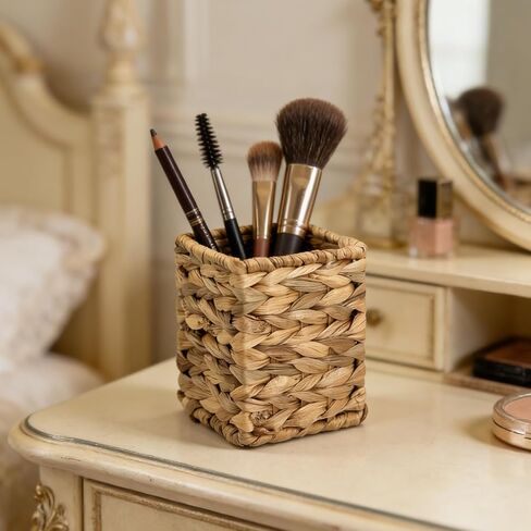 كوب أقلام منسوج عتيق، منظم مكتب على طراز الروطان - حامل أقلام ذو سعة كبيرة للمكتب والمنزل واللوازم المدرسية، عدد 1 in Kuwait