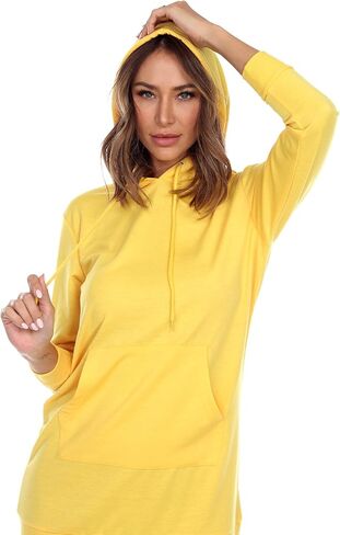 white mark Women's Long Sleeve Hoodie Sweatshirt Dress in Saudi Arabia