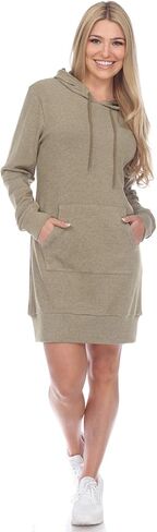 white mark Women's Long Sleeve Hoodie Sweatshirt Dress in Saudi Arabia