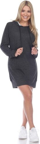 white mark Women's Long Sleeve Hoodie Sweatshirt Dress in Saudi Arabia
