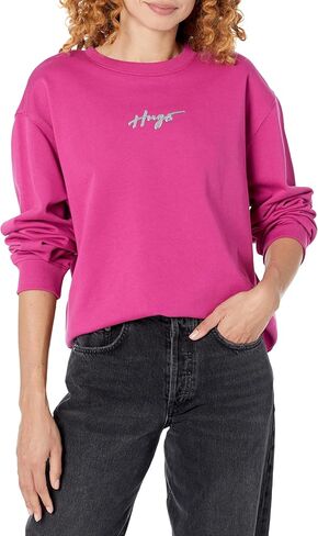 HUGO Women's Script Logo Pullover Crewneck Shirt in Saudi Arabia