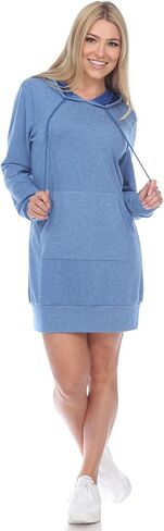 white mark Women's Long Sleeve Hoodie Sweatshirt Dress in Saudi Arabia