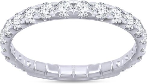 SAVEARTH DIAMONDS 1 Carat (Cttw) Round Cut Lab Created Moissanite Diamond Eternity Engagement Wedding Band Ring In 14k Gold Over Sterling Silver Jewelry For Women (G-H Color, VVS1 Clarity) in Saudi Arabia