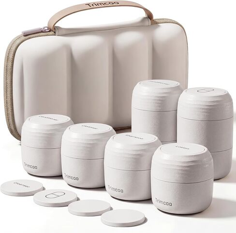 Travel Toiletry Jar Set - 6Pcs Leakproof Travle Containers with Carry Bag, Dual - PLA Hard Shell Jars for Skincare, Lotions, Creams - Includes 4x30ml, 2x60ml & 10xMagnetic Labels, Beige in Kuwait