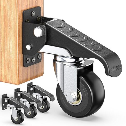 HOLKIE Retractable Casters Heavy Duty Casters with Lifting and Lowering Function Maximum Load of 700 lbs (4 casters) for Workbenches or Other Equipment in Kuwait