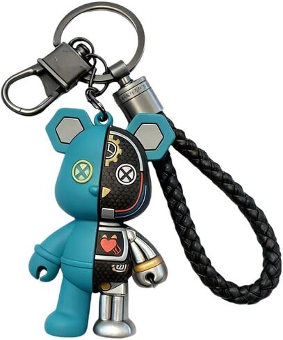 1 PCS Cute Teddy Bear Keychain with Braided Leather Strap, Decorative Bag Pendant Charm in Saudi Arabia