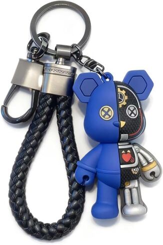 1 PCS Cute Teddy Bear Keychain with Braided Leather Strap, Decorative Bag Pendant Charm in Saudi Arabia