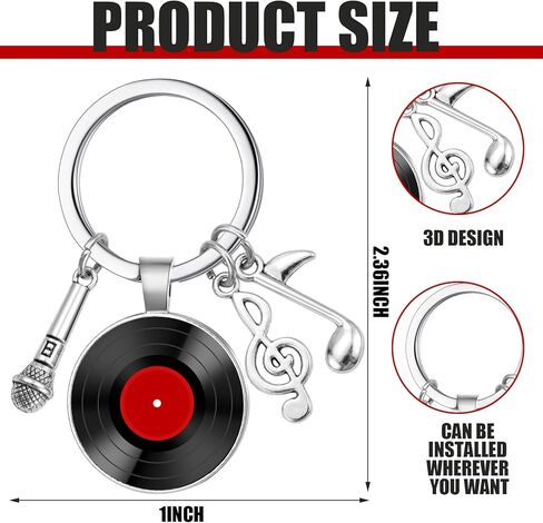 Sureio 6 Pcs Music Lover Keychain Vinyl Record Keychain Microphone and Musical Note Charms Music Gifts in Saudi Arabia