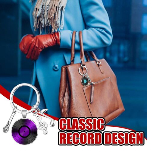 Sureio 6 Pcs Music Lover Keychain Vinyl Record Keychain Microphone and Musical Note Charms Music Gifts in Saudi Arabia